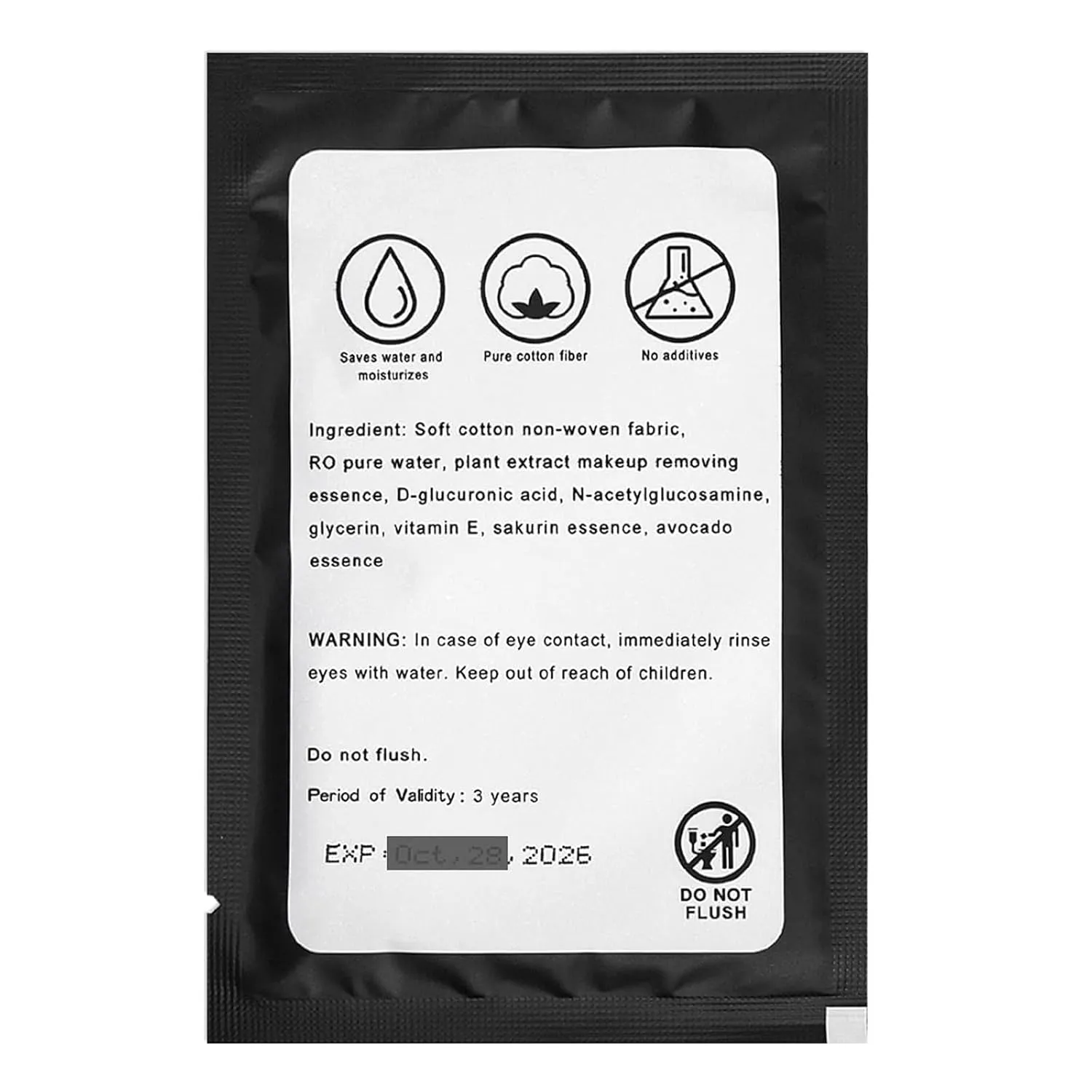 100 Makeup Remover Wipes Bulk Individually Wrapped Makeup Wipes Single Makeup Remover Cloth Facial Cleansing Pads for Mascara Lipstick Oil Dirt Face Skin Travel Hotel (Black)