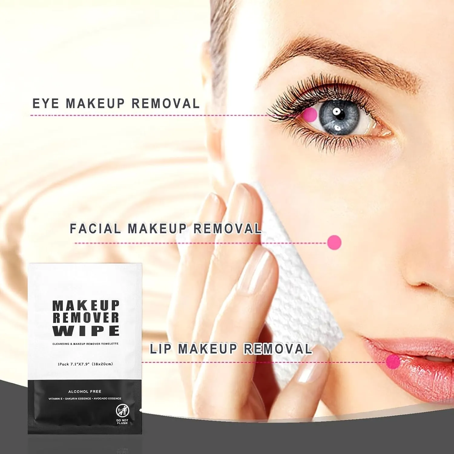 100 Makeup Remover Wipes Bulk Individually Wrapped Makeup Wipes Single Makeup Remover Cloth Facial Cleansing Pads for Mascara Lipstick Oil Dirt Face Skin Travel Hotel (Black)
