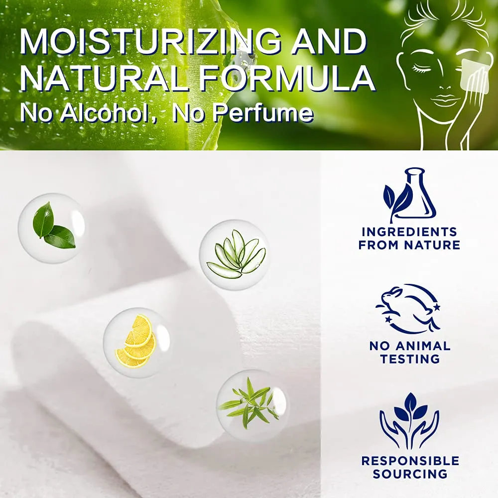100ct Facial Cleansing Wipes Gentle Makeup Remover, Elegant Individually Wrapped, Essence Oil & Alcohol Free, Ideal Portable Size for Salon Party Vacation