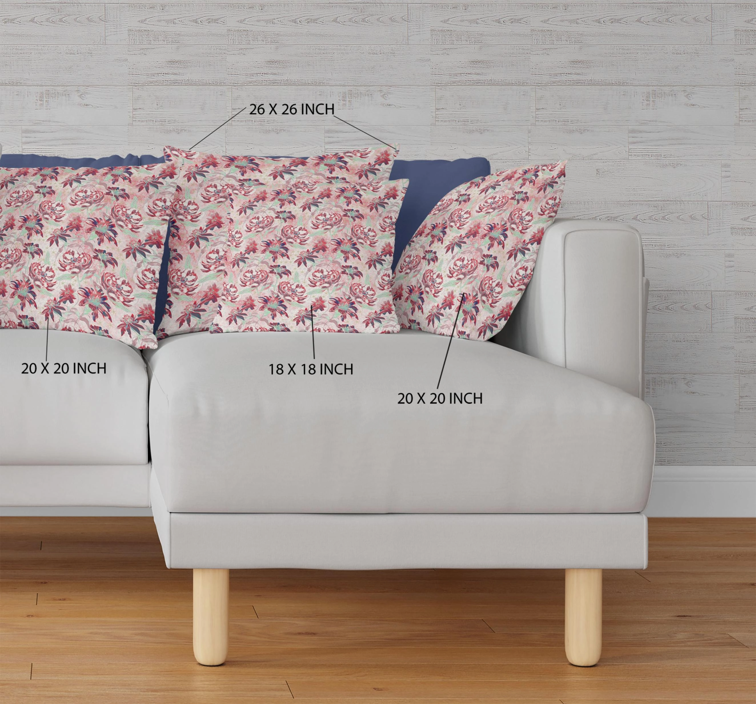 28” Red White Roses Indoor Outdoor Throw Pillow