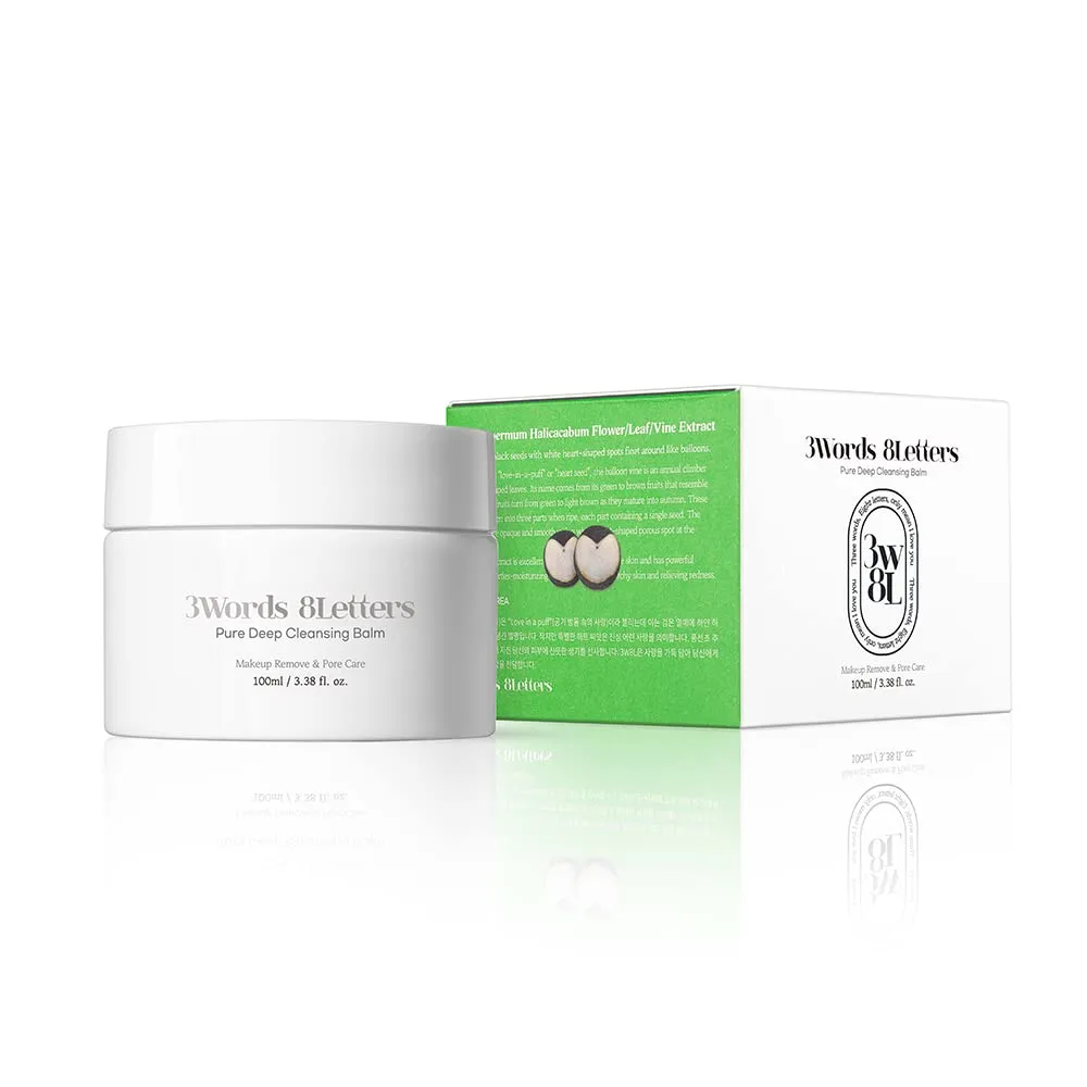 [3W8L] Pure Deep Cleansing Balm 3.38 oz | Makeup remover balm | Korean Skin care | Vegan Pore cleanser | Natural Deep Cleansing Balm for Sensitive & Dry skin