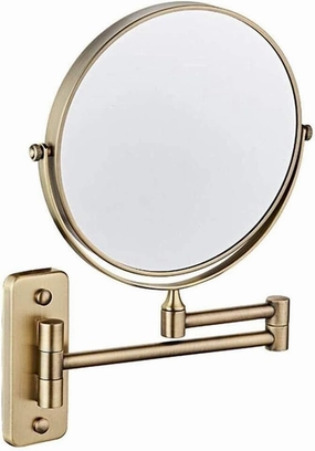 8-Inch Wall-Mounted Vanity Mirror, 360° Rotating Double-Sided Makeup Mirror with 3X Magnification for Shaving and Grooming(Bronze,3X)