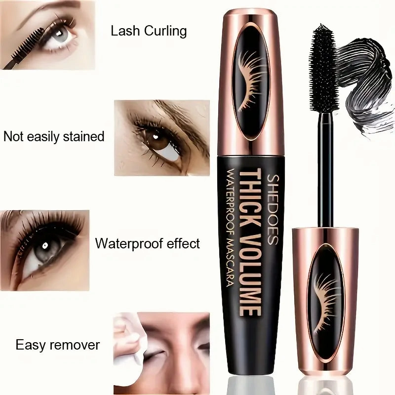 8D Curler Fiber Lash Mascara - Waterproof, Black, Thick Eyelash Shaping