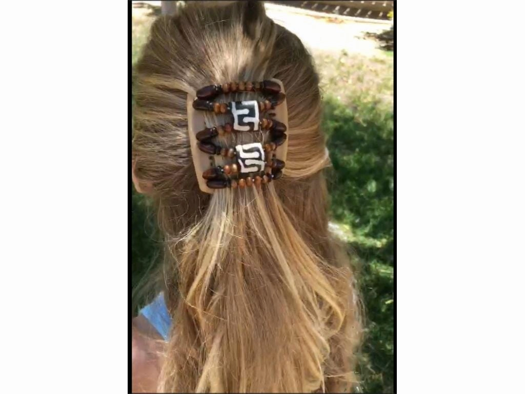 African Butterfly Chameleon Hair Comb - Beada Black 60
