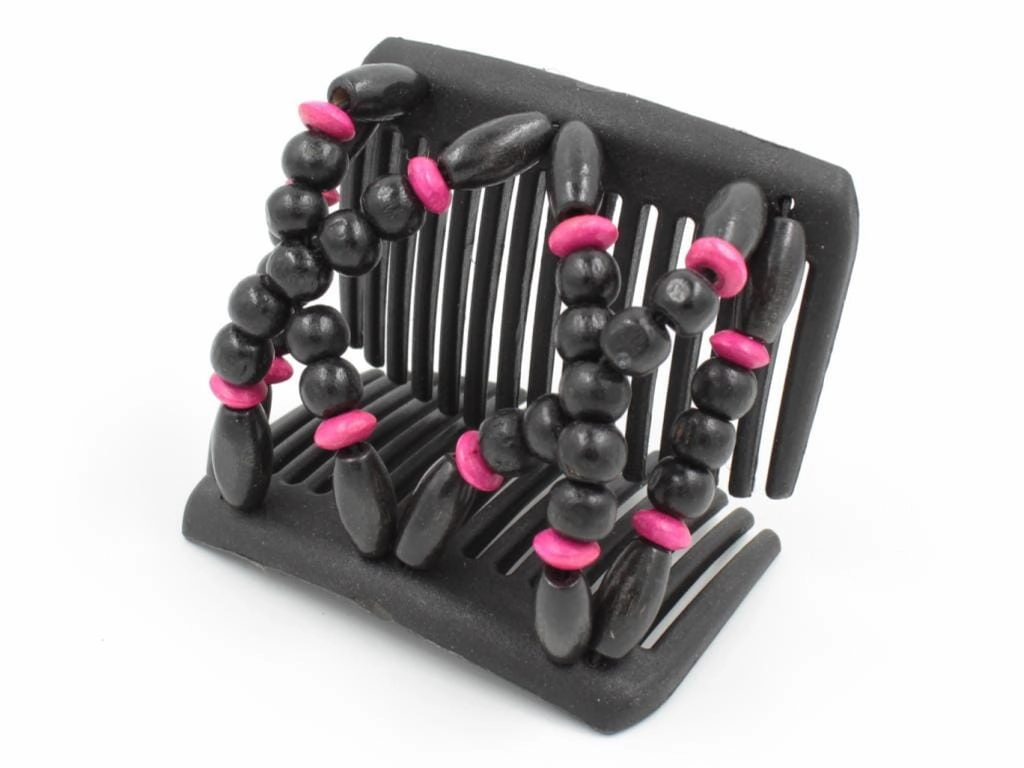African Butterfly Chameleon Hair Comb - Beada Black 60
