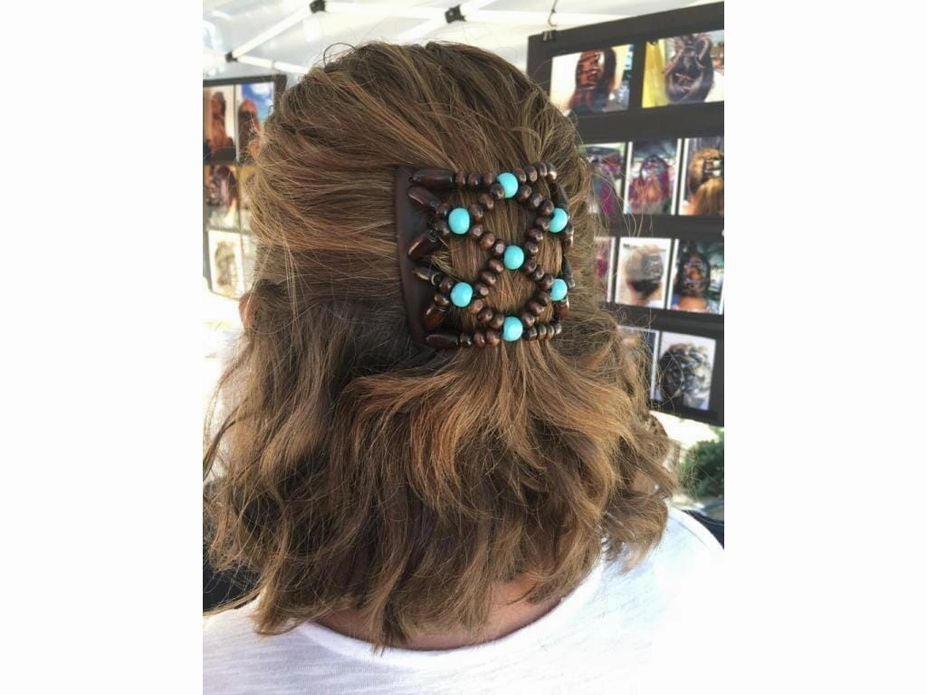 African Butterfly Chameleon Hair Comb - Beada Black 60