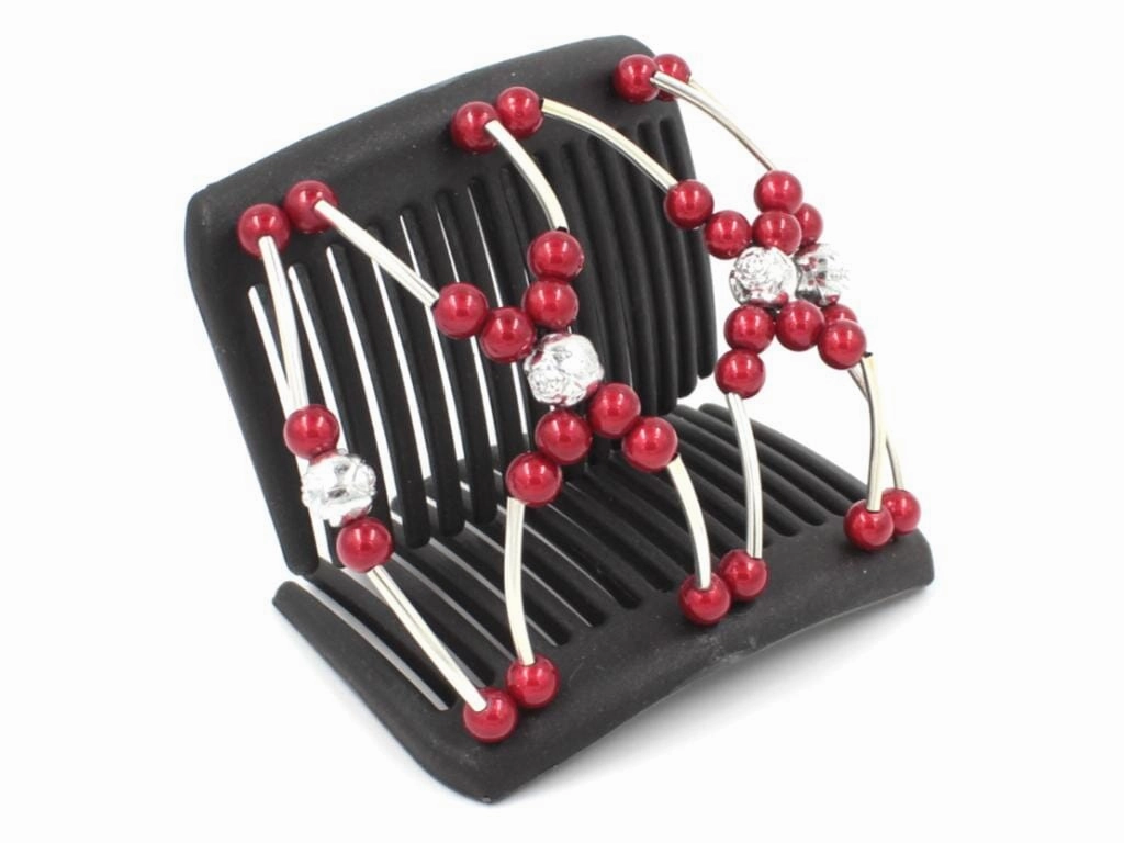 African Butterfly Chameleon Hair Comb - Beada Tube Black 21