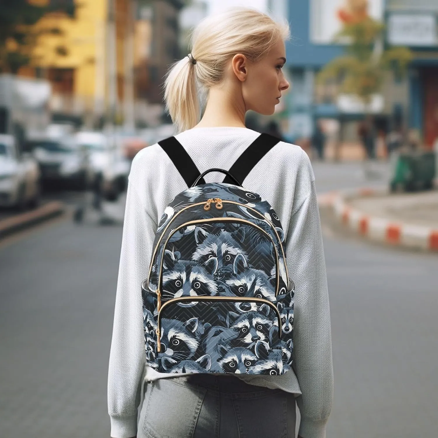 ALAZA Small Backpack Purse Suspicious Black Quilted Backpack for Women Teen Girls Fashion Daypack Ladies Bookbag Travel Work Daily Rucksack