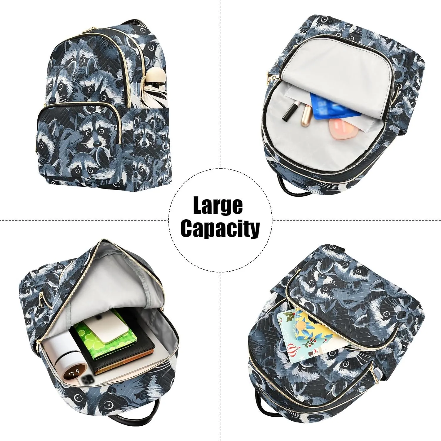 ALAZA Small Backpack Purse Suspicious Black Quilted Backpack for Women Teen Girls Fashion Daypack Ladies Bookbag Travel Work Daily Rucksack