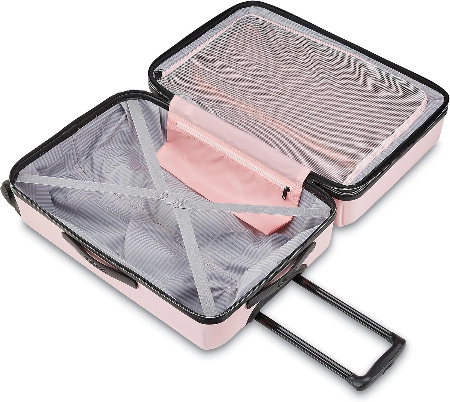 American Tourister Stratum XLT Expandable Hardside Luggage with Spinner Wheels, Pink Blush, Carry-On 21-Inch