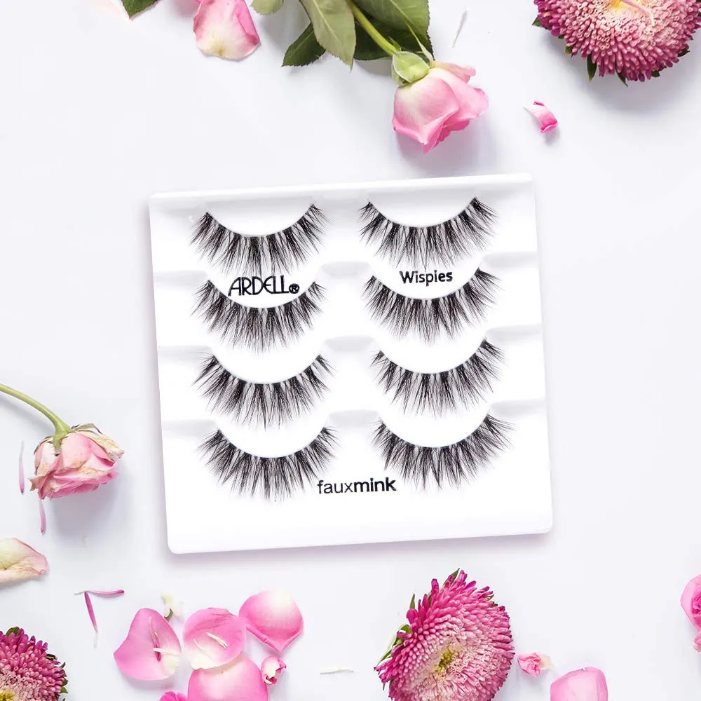 Ardell Faux Mink False Eyelashes, Wispy Natural Lashes, Reusable, Soft & Lightweight for Everyday Glam, Multipack - 2 Pack x 4 Pairs