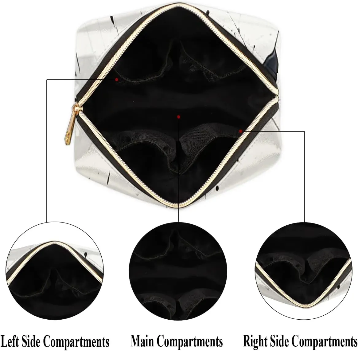 Art Intersting Patterns Travel Makeup Bag for Women, PU Leather Waterproof Checkered Cosmetic Bags Large Make up Bag Zipper Pouch