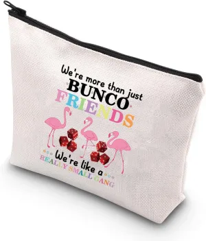 BDPWSS Bunco Gift Flamingo Makeup Bag We're More Than Just Bunco Friends Funny Bunco Gang Gift Dice Game Bunco Player Gift (Bunco Friends)