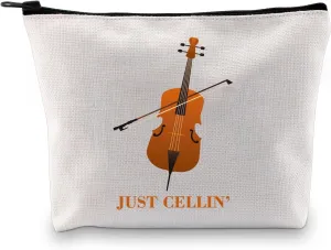 BDPWSS Cello Gift Cello Player Gift Cello Music Teacher Gifts Just Cellin’ Funny Cello Makeup Bag Cellist Musician Gift (Just cellin bag)