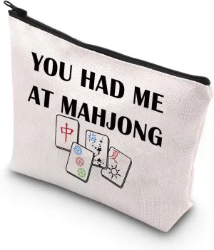 BDPWSS Funny Mahjong Makeup Bag Mahjong Lover Gift Mahjong Tiles Bag Mahjong Girl Cosmetic Bag Mahjong Board Game Storage Bag Mah Jongg Player Gift (Had at maj)