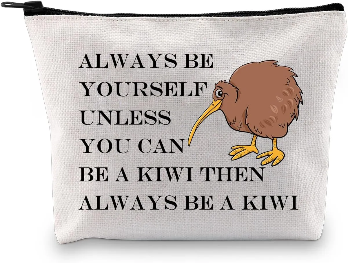 BDPWSS Kiwi Gifts New Zealand Bird Lovers Gift Always Be Yourself Unless You Can Be a Kiwi Funny Kiwi Bird Themed Makeup Bag (Be a kiwi bag)