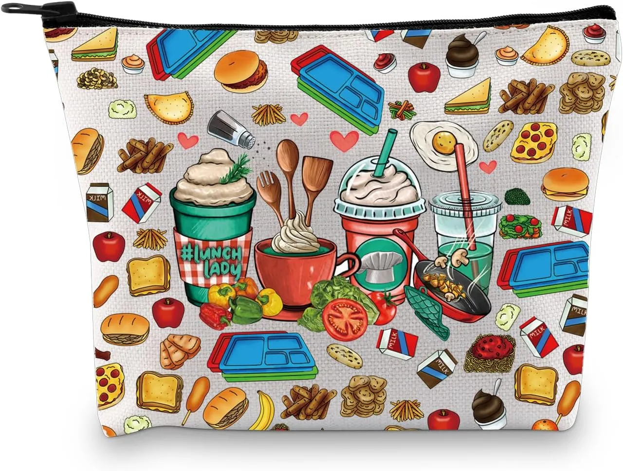 BDPWSS Lunch Lady Gift School Lunch Team Appreciation Gift For Lunch Lady Cafeteria Crew Gift School Lunch Workers Makeup Bag (Lunch lady bag)