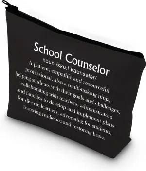 BDPWSS School Counselor Makeup Bag Counselor Appreciation Gift School Guidance Counselor Motivational Definition Travel Pouch (School counselor definition bl)
