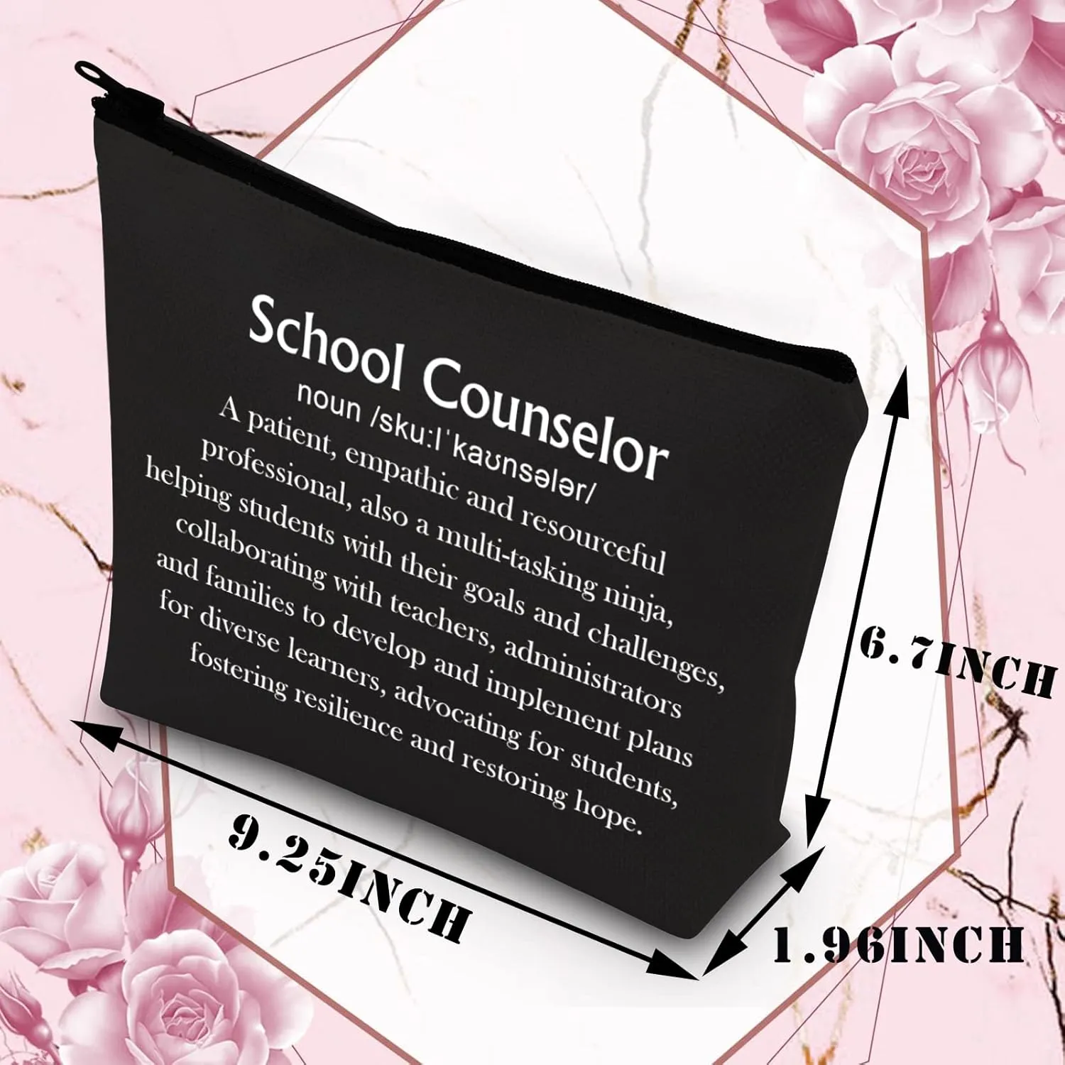 BDPWSS School Counselor Makeup Bag Counselor Appreciation Gift School Guidance Counselor Motivational Definition Travel Pouch (School counselor definition bl)
