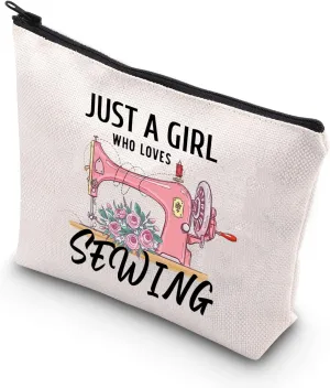 BDPWSS Sewing Makeup Bag Sewing Lover Gift Just a Girl Who Loves Sewing Funny Quilting Gift For Seamstresses Quilters Gift (Girl Loves Sewing)
