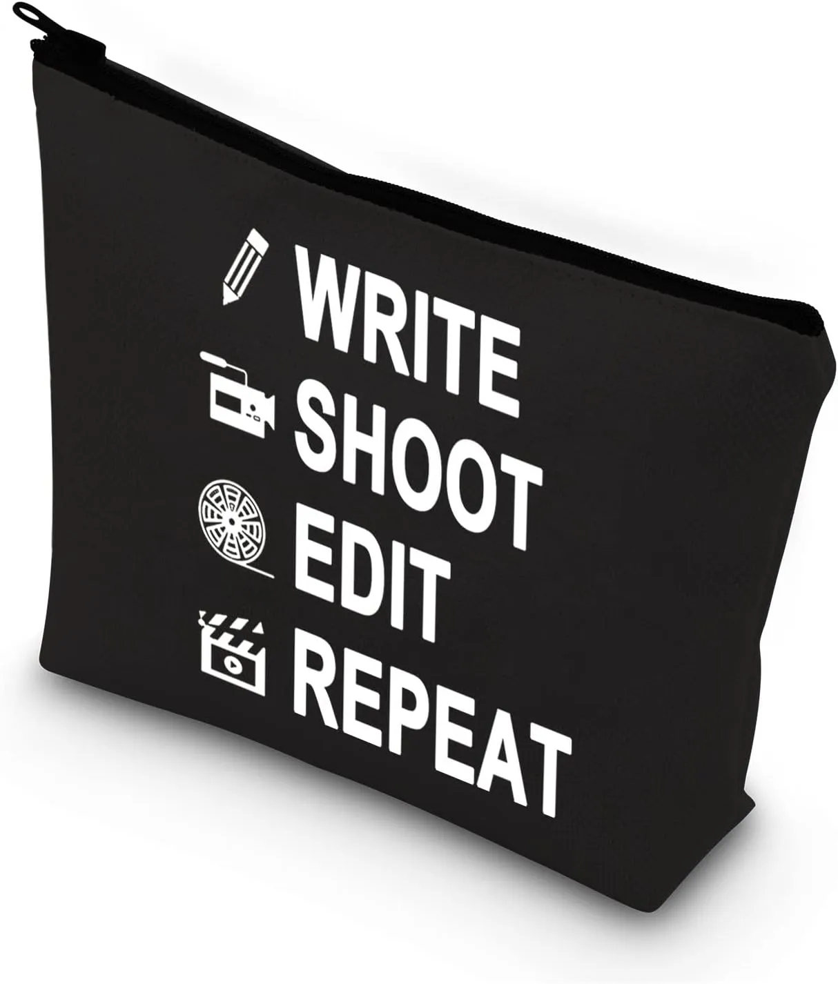 BDPWSS Write Shoot Edit Repeat Filmmaker Film Director Gift Funny Filmmaking Gift For Movie Buff Script Writer Makeup Bag For Women (Write shoot edit bl)