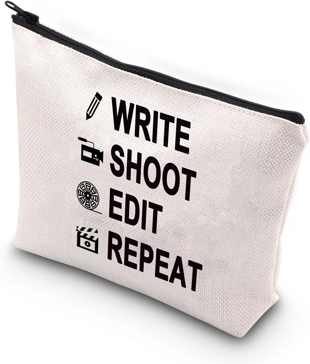 BDPWSS Write Shoot Edit Repeat Filmmaker Film Director Gift Funny Filmmaking Gift For Movie Buff Script Writer Makeup Bag For Women (Write shoot edit)