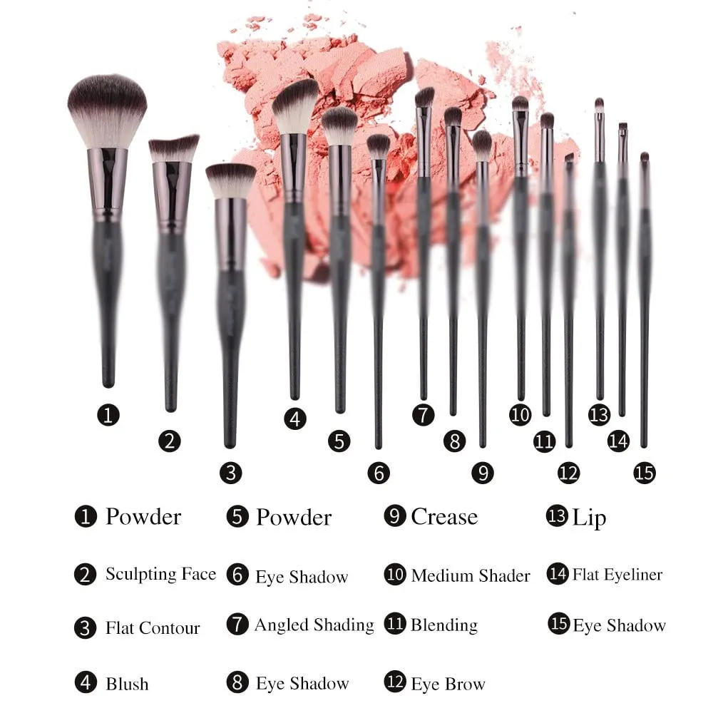 Black Makeup Brush Set Eyebrow Mascara Powder Synthetic Foundation Brush Makeup Brush Makeup