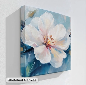 Blossom in Blue Haze – White Petal Flower on Sky Canvas Prints