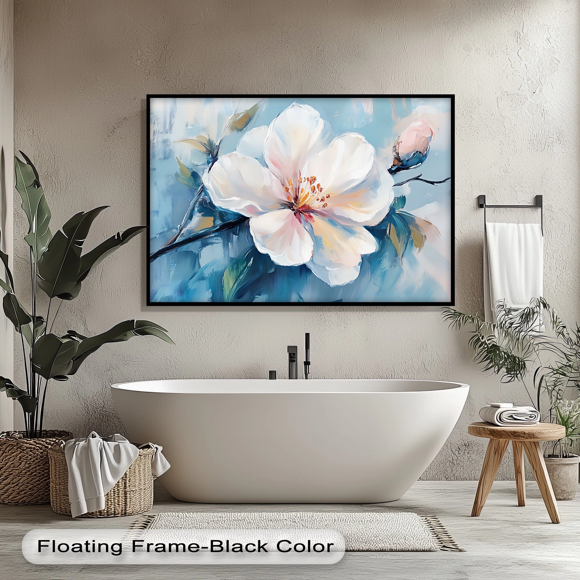 Blossom in Blue Haze – White Petal Flower on Sky Canvas Prints