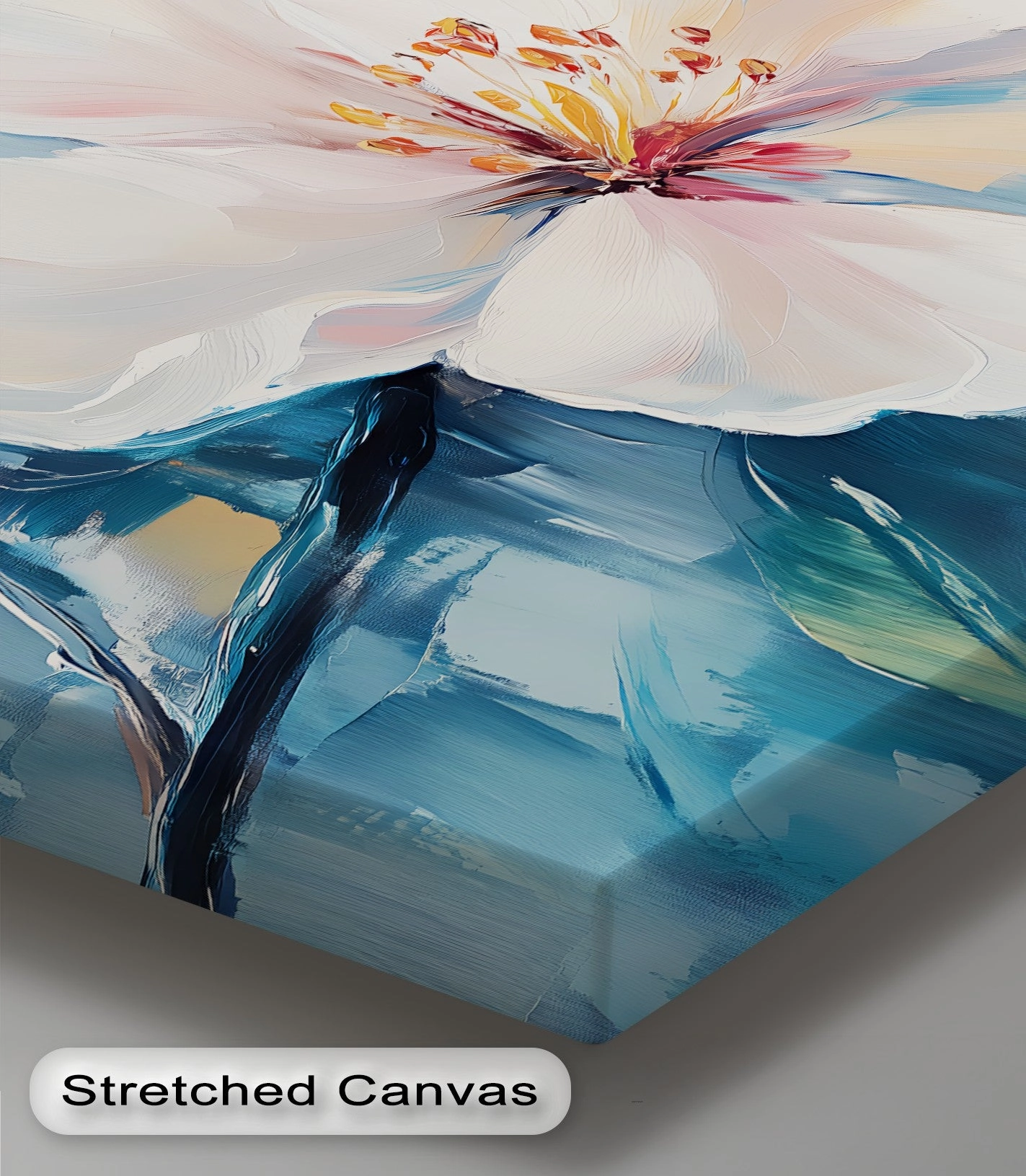 Blossom in Blue Haze – White Petal Flower on Sky Canvas Prints