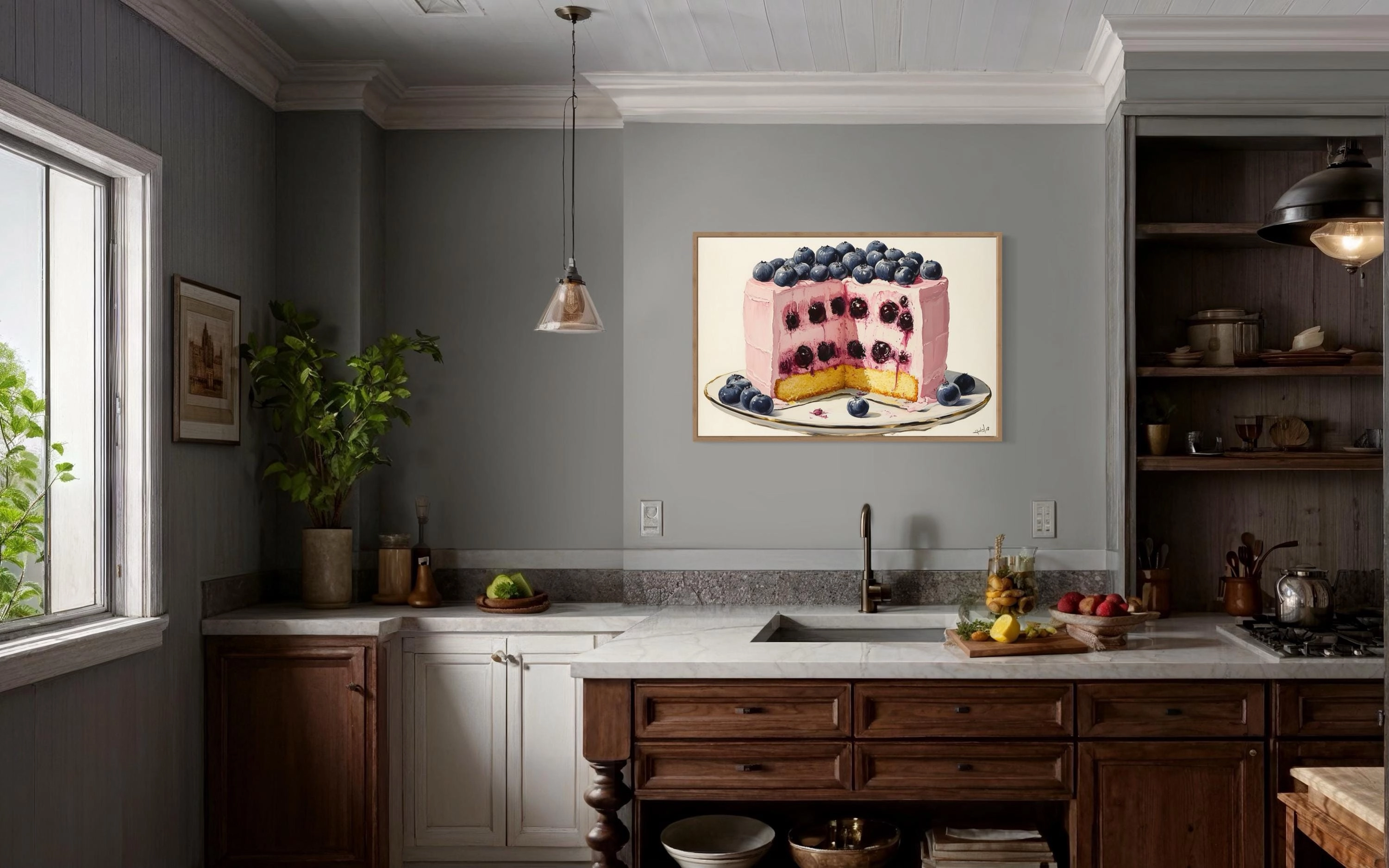 Blueberry Cake Framed Canvas Wall Art