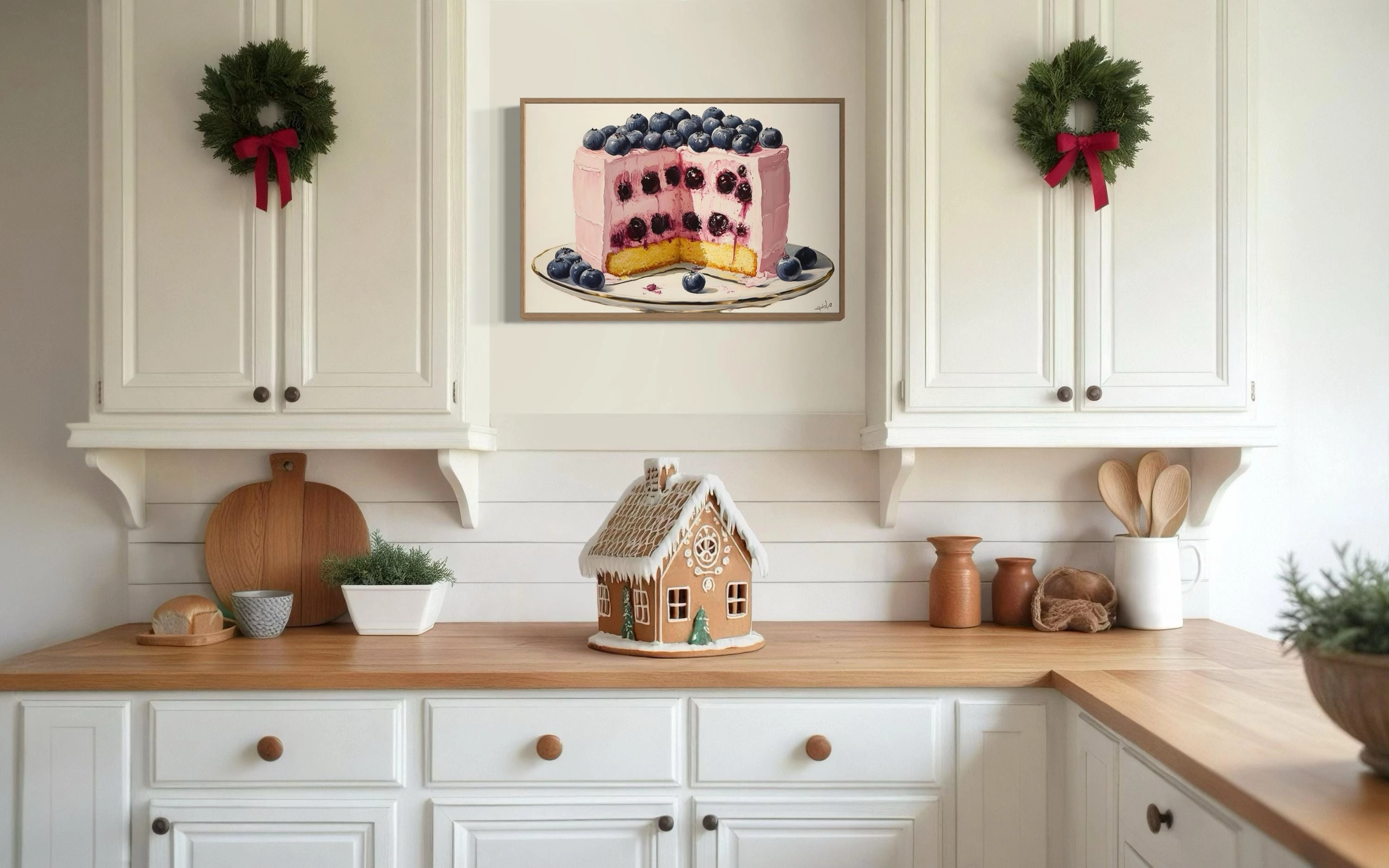 Blueberry Cake Framed Canvas Wall Art