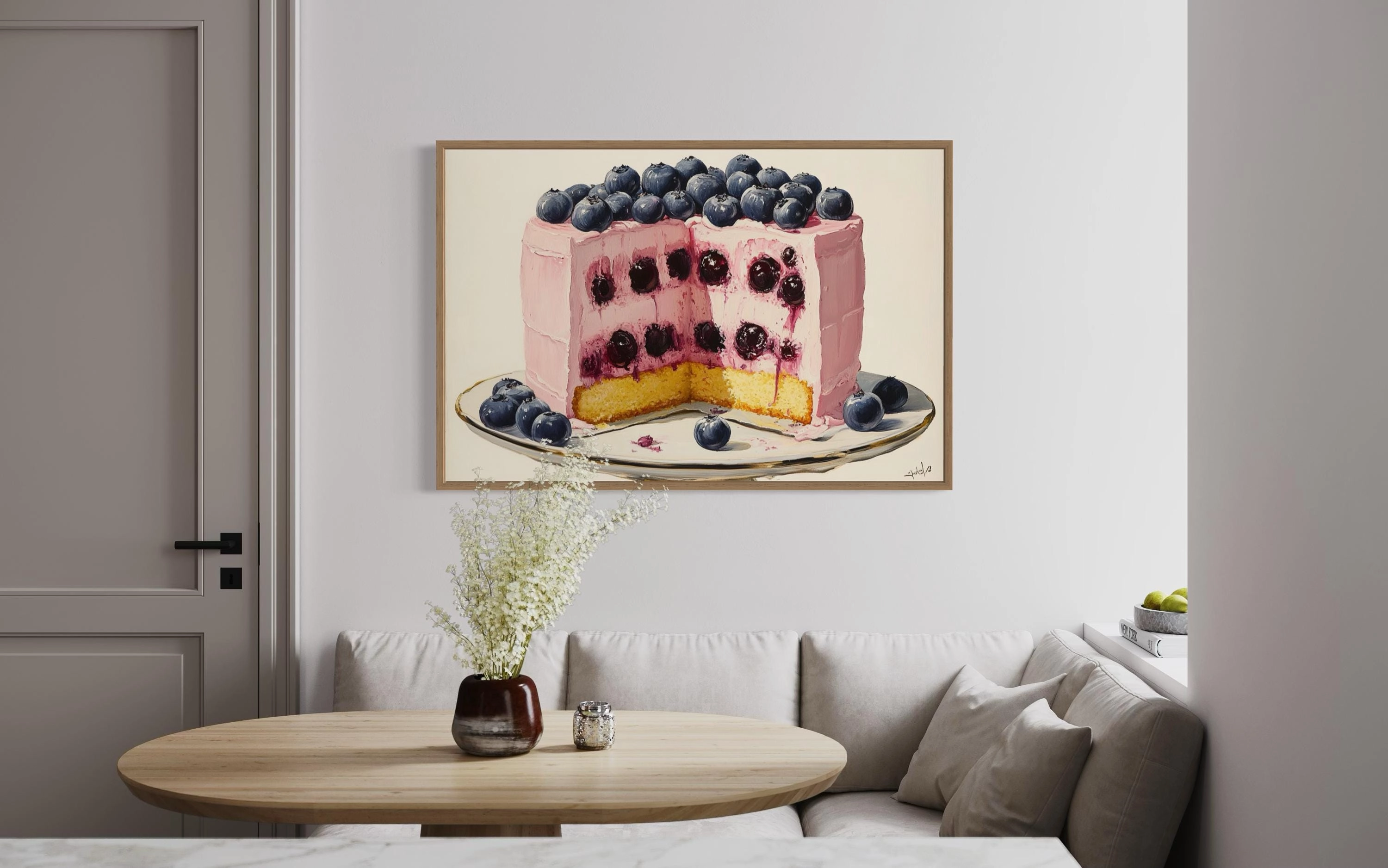 Blueberry Cake Framed Canvas Wall Art