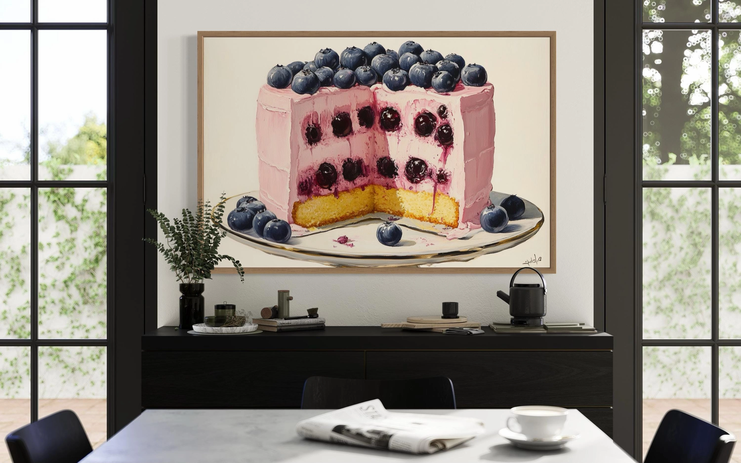 Blueberry Cake Framed Canvas Wall Art