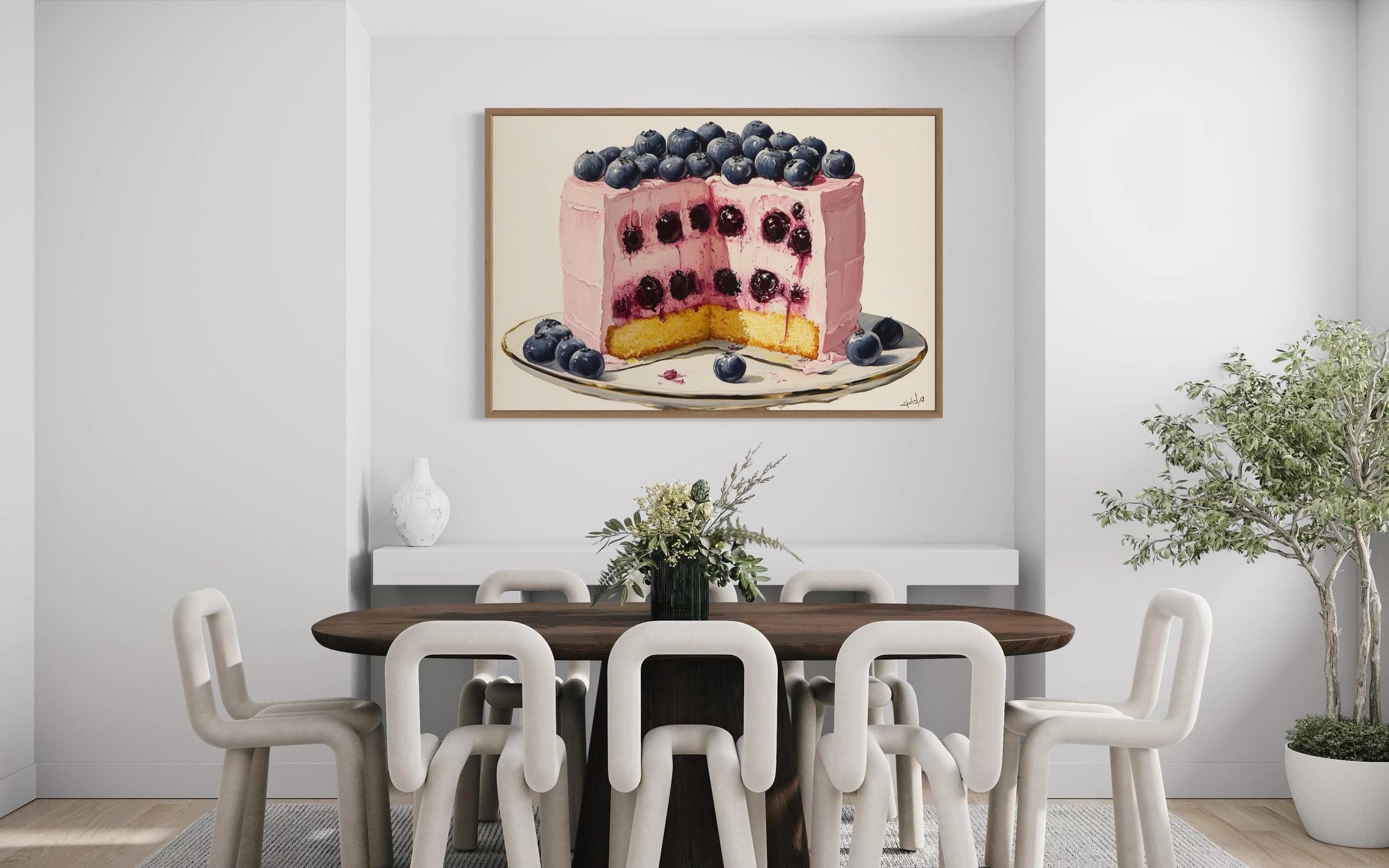 Blueberry Cake Framed Canvas Wall Art