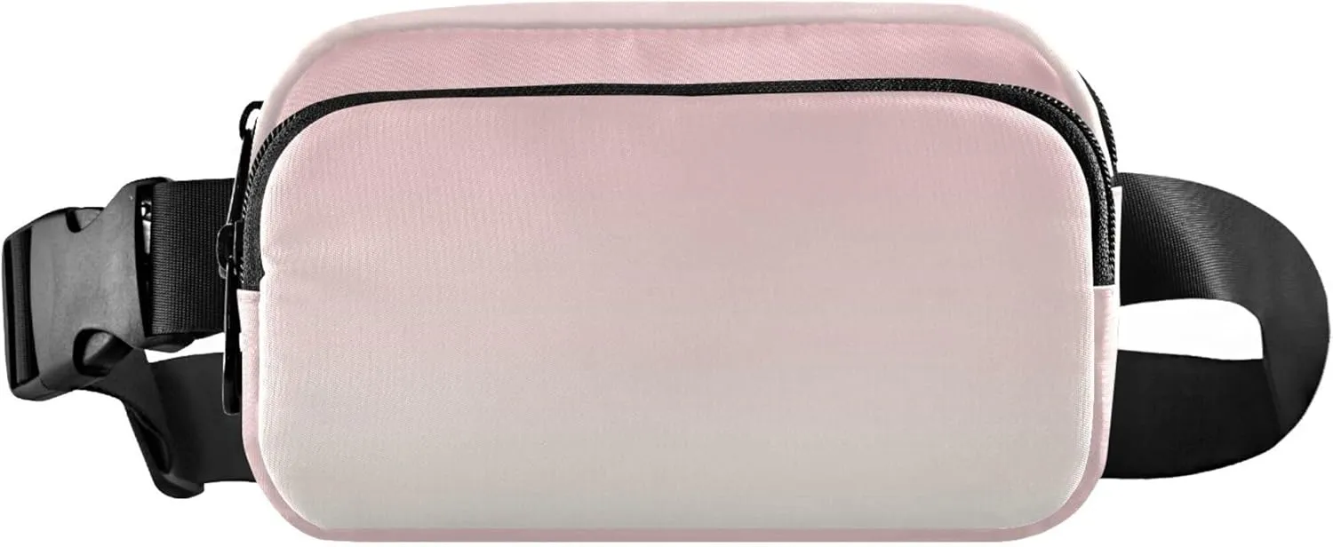 Blush Pink Gradient Fanny Packs for Women Waterproof Belt Bag Hip Pouch Festival Travel Waist Pouch