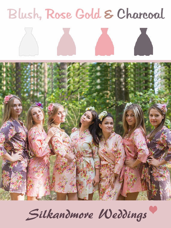 Blush, Dusty Rose and Charcoal Gray Wedding Color Robes