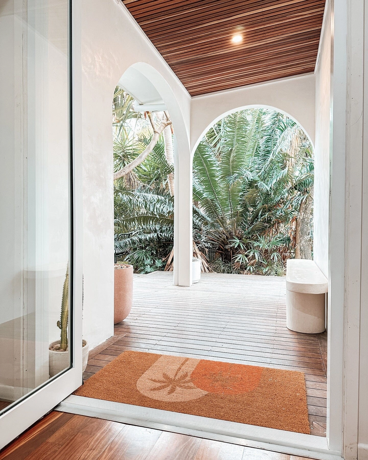 Boho Palms Door Mat - Blush Peach