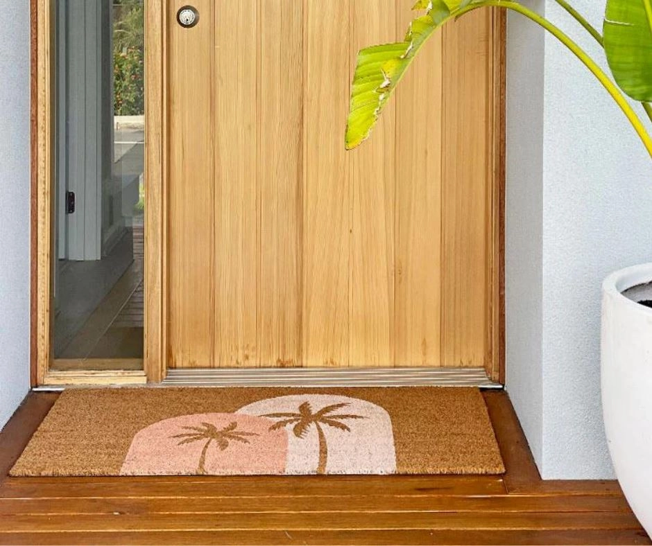 Boho Palms Door Mat - Blush Peach