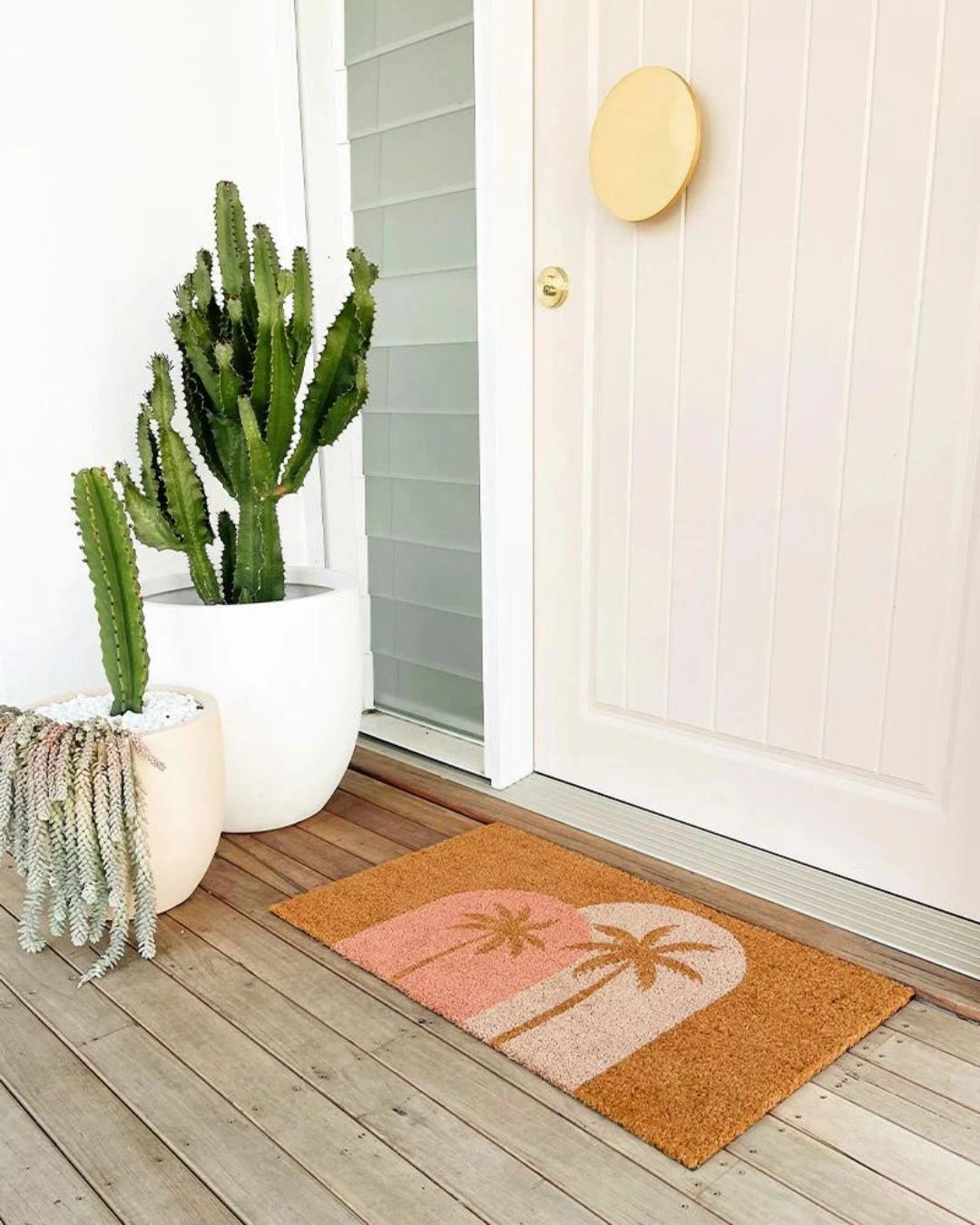 Boho Palms Door Mat - Blush Peach