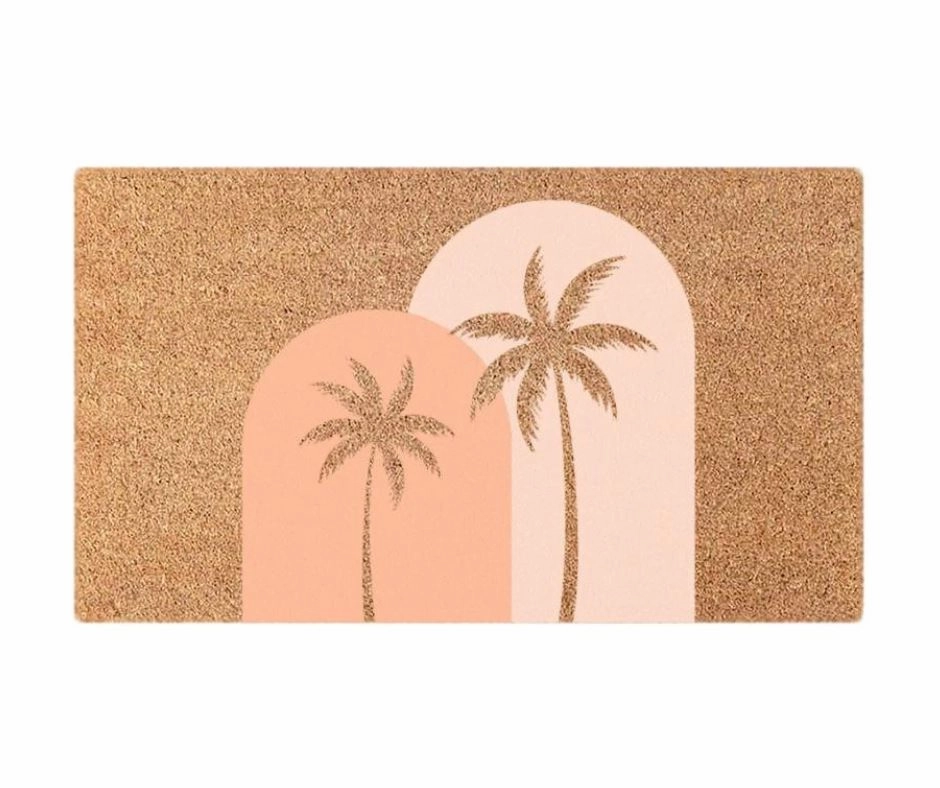 Boho Palms Door Mat - Blush Peach