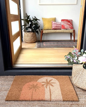 Boho Palms Door Mat - Blush Peach