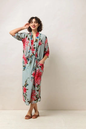 Chrysanthemum Aqua Rachel Dress