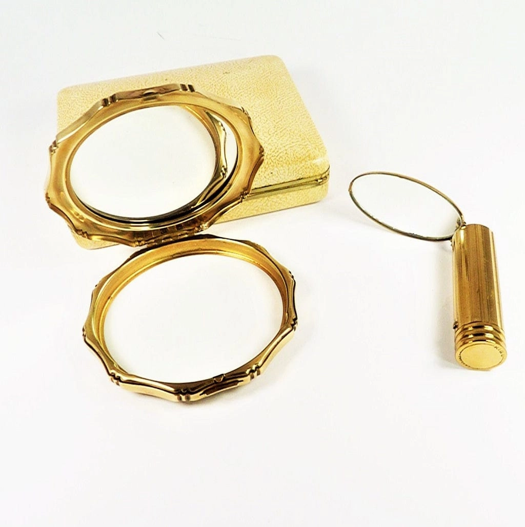 Compact And Lipstick Case Set Mother Of Pearl 1960s