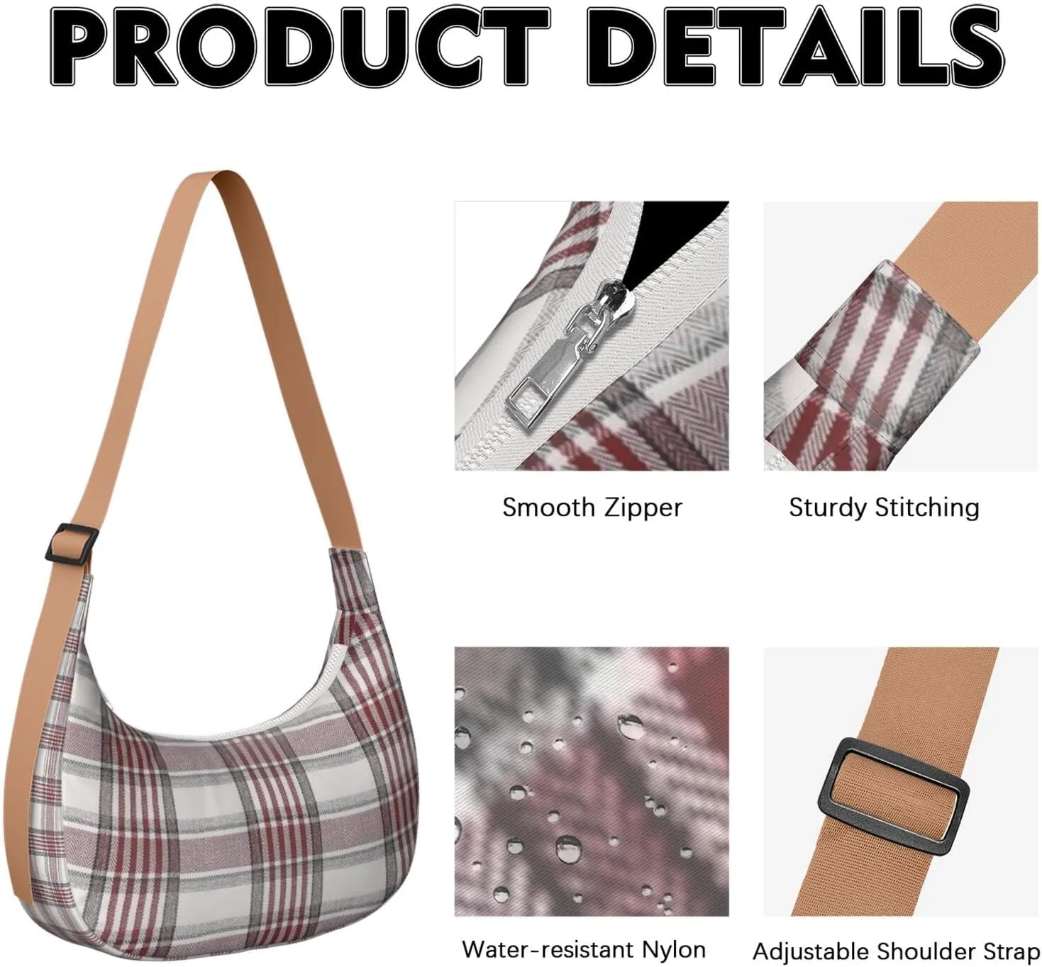 Crossbody Bag for Women Clutch HandBag with Zipper Closure for Women Underarm Purse with Adjustable Strap Zipper