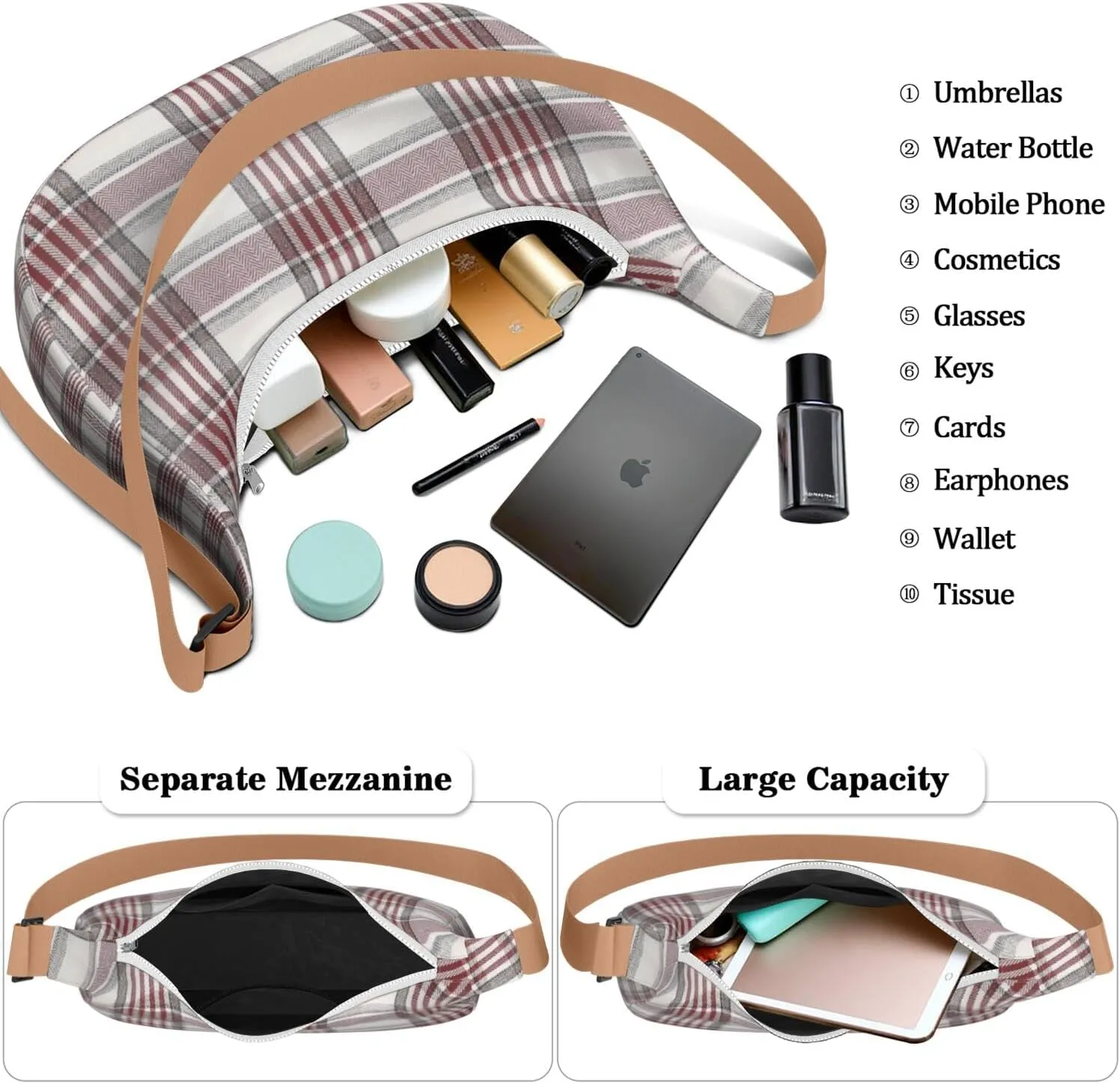 Crossbody Bag for Women Clutch HandBag with Zipper Closure for Women Underarm Purse with Adjustable Strap Zipper