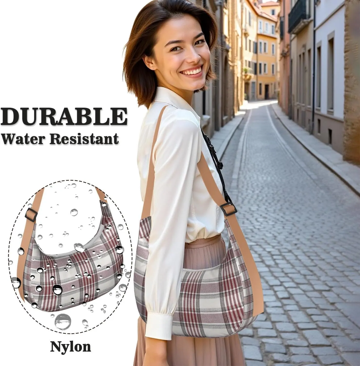 Crossbody Bag for Women Clutch HandBag with Zipper Closure for Women Underarm Purse with Adjustable Strap Zipper