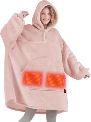 Degrees of Comfort Pink Heated Wearable Blanket, Cordless Heating Hoodie for Women, Blush