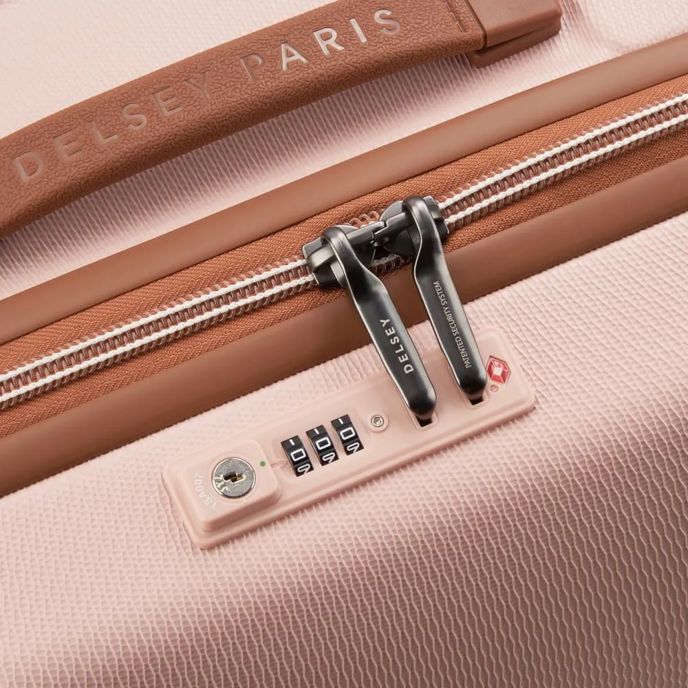 DELSEY PARIS Chatelet Air 2.0 Hardside Luggage Trunk with Spinner Wheels, Blush Pink, Checked-26 Inch Trunk