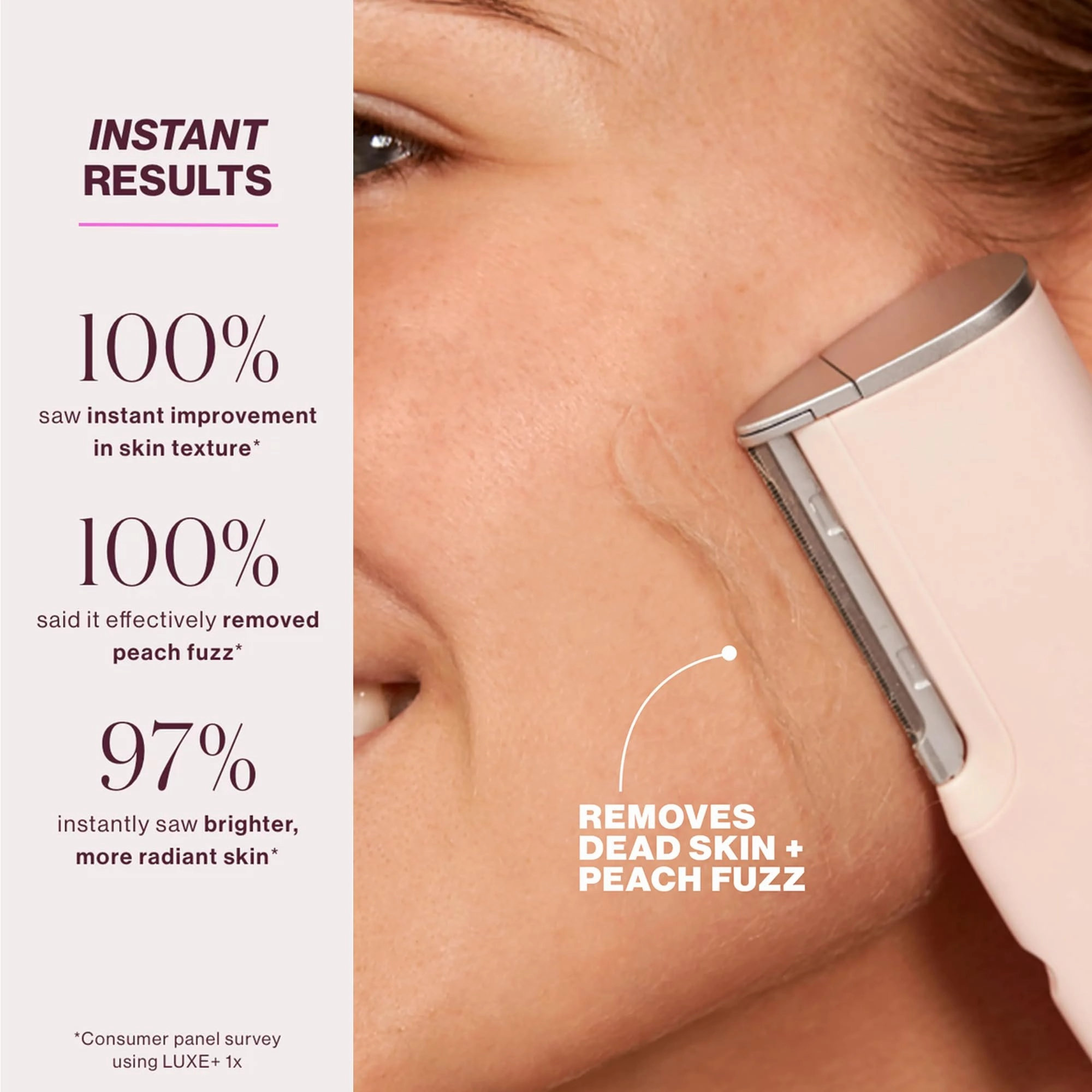 DERMAFLASH LUXE  Sonic Dermaplaning Tool for Face Peach Fuzz Removal, Anti-Aging and Exfoliation, Icy Pink